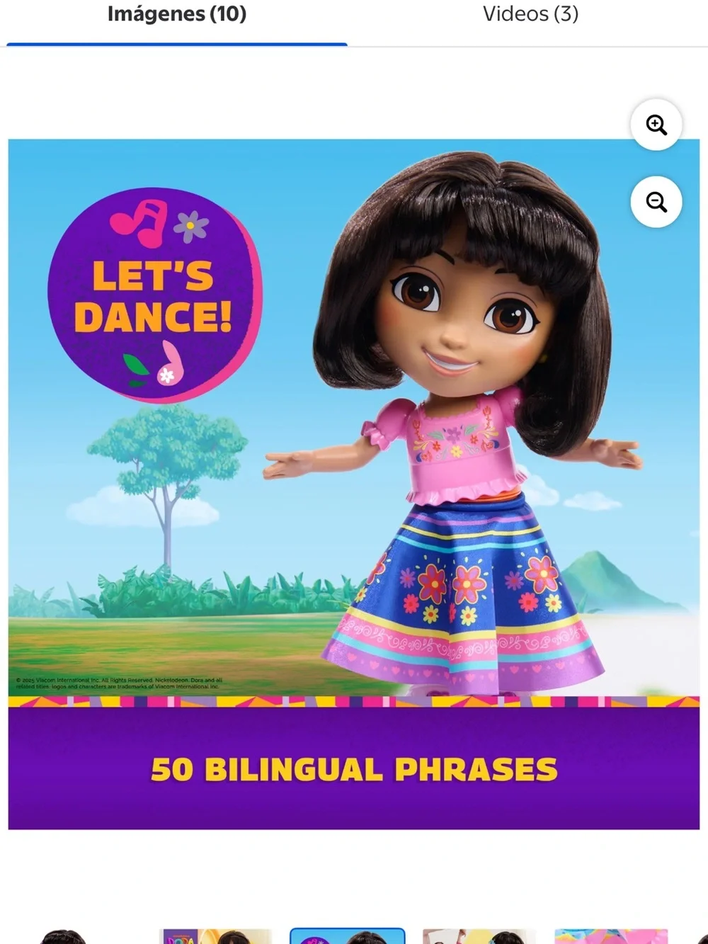 Nickelodeon Dora Doll in Pink Top & Blue Floral Skirt with Extra Outfit